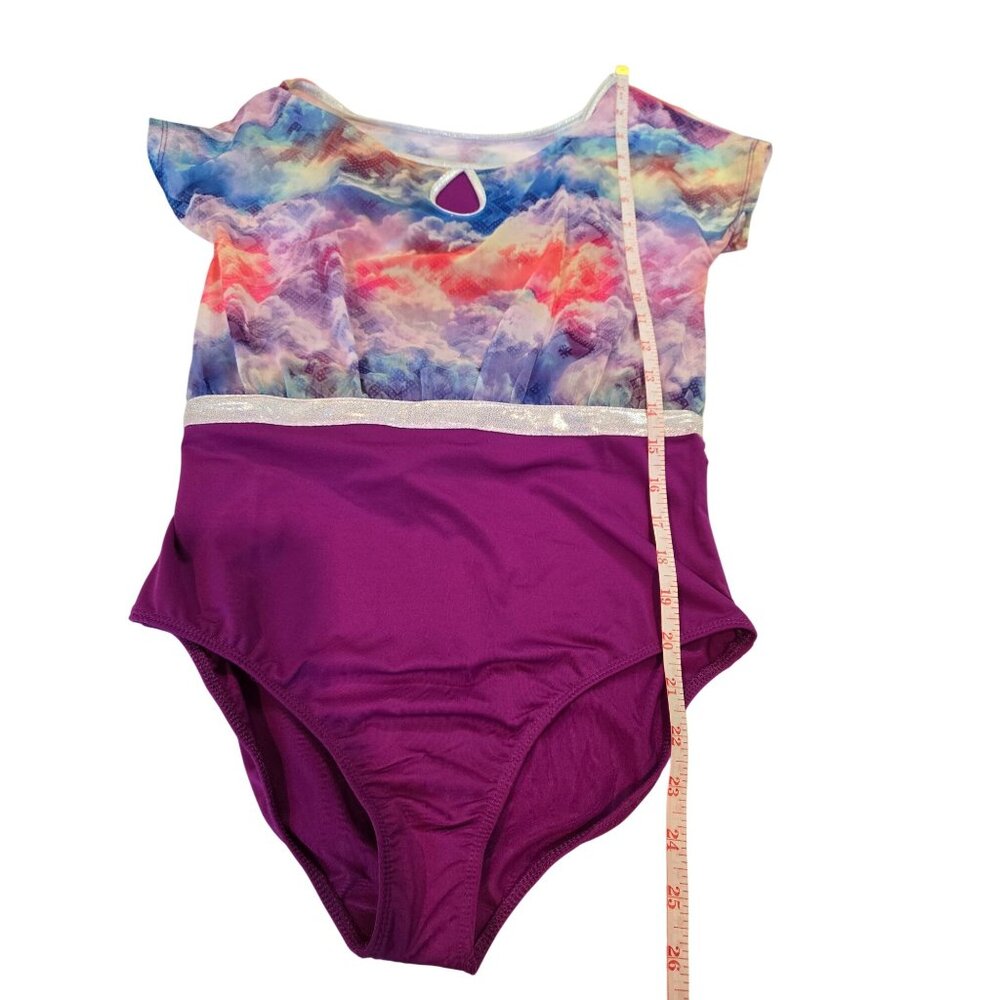 Rainbeau Moves Kids Short Sleeve Keyhole Multicolor Leotard Sz XL - Picture 8 of 9